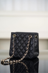 Chanel 25C Mini Tote Black Gold Lychee