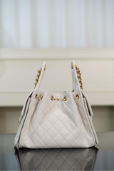 Chanel 25s Small Hobo Bag White