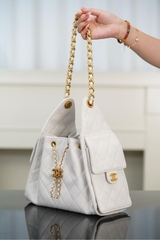 Chanel 25s Small Hobo Bag White