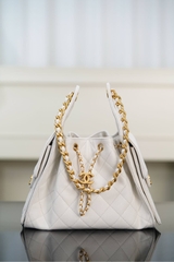 Chanel 25s Small Hobo Bag White