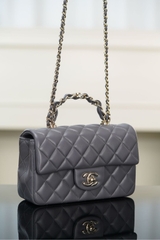 Chanel 23k Autumn Winter New Double C Handle CF Dark Gray