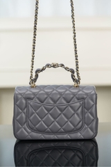Chanel 23k Autumn Winter New Double C Handle CF Dark Gray