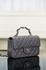 Chanel 23k Autumn Winter New Double C Handle CF Dark Gray