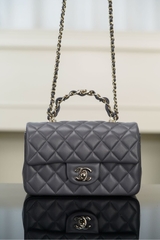 Chanel 23k Autumn Winter New Double C Handle CF Dark Gray