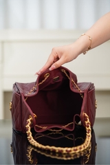 Chanel 25A Small Hobo Drawstring Bucket Bag Wine Red