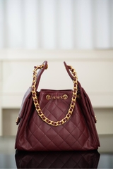 Chanel 25A Small Hobo Drawstring Bucket Bag Wine Red