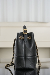 Chanel 25A Handmade Shopping Bag Black Cow Small