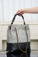 Chanel 25A Handcrafted Gray Bucket Bag