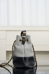 Chanel 25A Suede Shopping Bag Grey Small