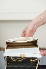 Chanel 25s Double Gold Beaded Chain White Gold