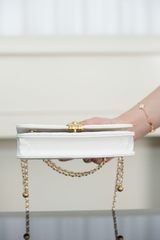 Chanel 25s Double Gold Beaded Chain White Gold