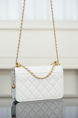 Chanel 25s Double Gold Beaded Chain White Gold