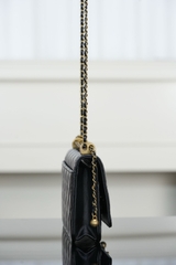 Chanel 25s Double Gold Bead Chain Black Gold