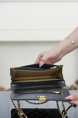 Chanel 25s Double Gold Bead Chain Black Gold