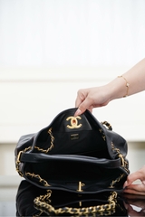 Chanel 25A High-End Handmade Bucket Bag Black Gold