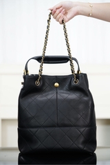 Chanel 25A High-End Handmade Bucket Bag Black Gold