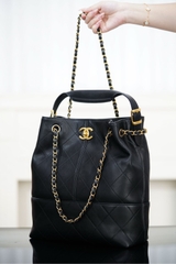Chanel 25A Bucket Bag Black Gold