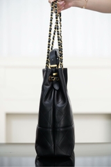 Chanel 25A High-End Handmade Bucket Bag Black Gold