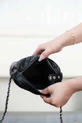 Chanel 25B Star Buckle Black Silver Lunch Box Bag