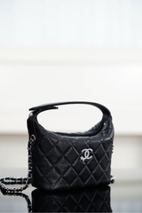 Chanel 25B Star Buckle Black Silver Lunch Box Bag