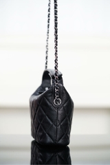 Chanel 25B Star Buckle Black Silver Lunch Box Bag