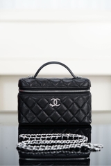 Chanel 25B Star Diamond Buckle Box Bag Black Silver