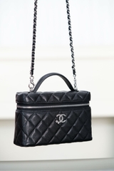 Chanel 25B Star Diamond Buckle Box Bag Black Silver