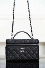 Chanel 25B Star Diamond Buckle Box Bag Black Silver