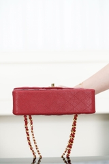 Classic Flap Bag Genuine Cowhide Red Small