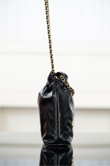 Channel 25A Mini Bag New 22 Original Leather Black Gold