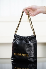 Channel 25A Mini Bag New 22 Original Leather Black Gold