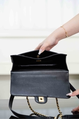 Chanel 25B Autumn Winter Messenger Backpack Black Gold