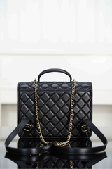 Chanel 25B Autumn Winter Messenger Backpack Black Gold