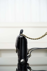 Chanel 25B Autumn Winter Messenger Backpack Black Gold