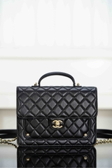 Chanel 25B Autumn Winter Messenger Backpack Black Gold
