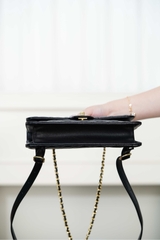 Chanel 25B Autumn Winter Messenger Backpack Black Gold