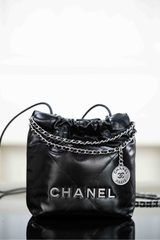 Channel 25A 22 Mini Bag Original Leather Black Silver