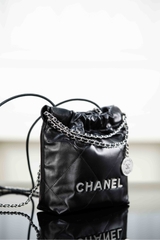 Channel 25A 22 Mini Bag Original Leather Black Silver
