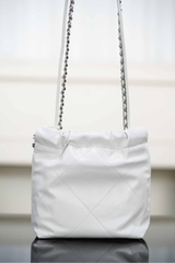Channel 25A Mini Bag White Silver Leather