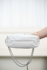 Channel 25A Mini Bag White Silver Leather