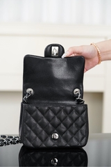 Chanel Classic Flap Black Silver Handbag