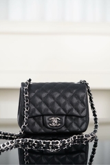 Chanel Classic Flap Black Silver Handbag