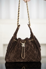 Chanel 25k Hobo Drawstring Bucket Bag Small