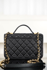 Chanel 25B Four-Leaf Clover Coin Messenger Bag Black Gold