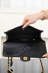 Chanel 25B Four-Leaf Clover Coin Messenger Bag Black Gold