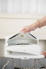 Chanel Classic Flap Bag Genuine Leather Large Grain Platinum Medium