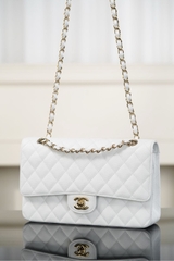 Chanel Classic Flap Bag Genuine Leather Large Grain Platinum Medium