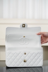 Chanel Classic Flap Bag Genuine Leather Large Grain Platinum Medium