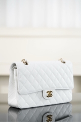 Chanel Classic Flap Bag Genuine Leather Large Grain Platinum Medium