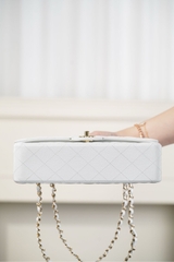 Chanel Classic Flap Bag Genuine Leather Large Grain Platinum Medium